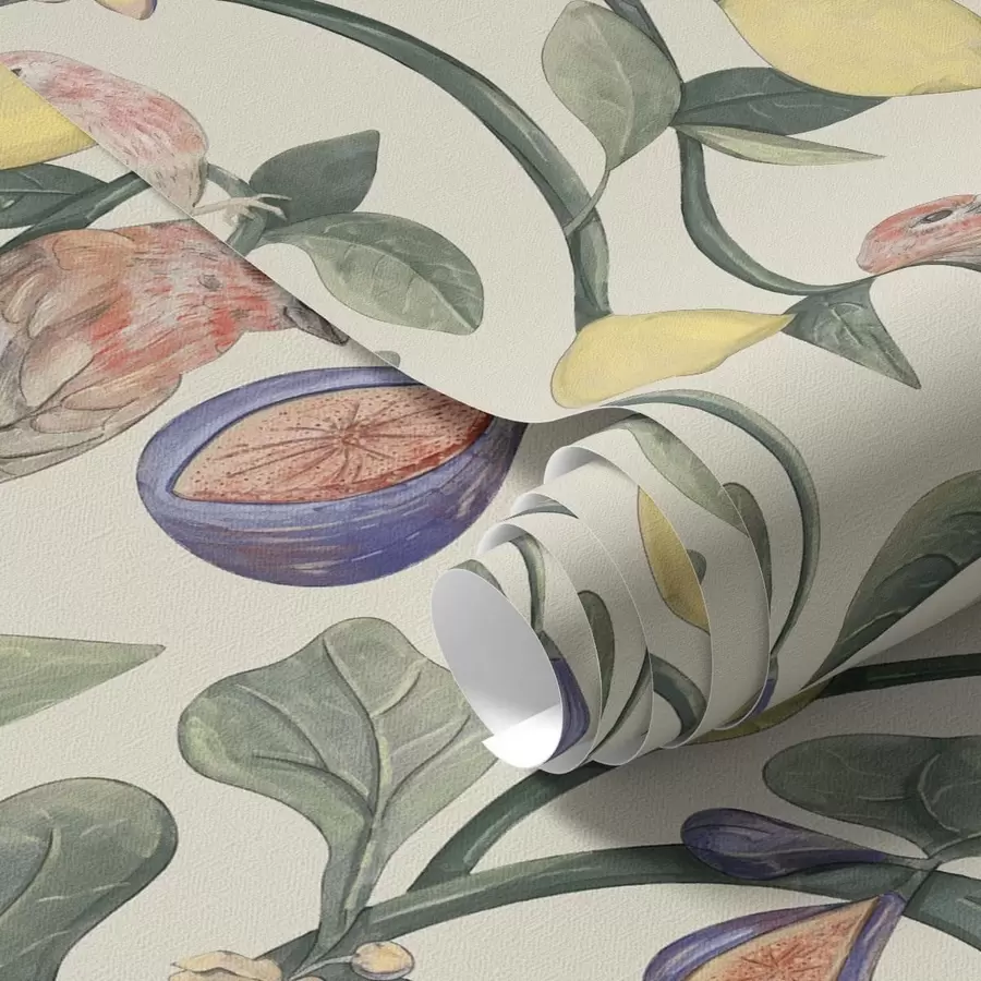 wall murals Птице међу лишћем и плодовима a01107