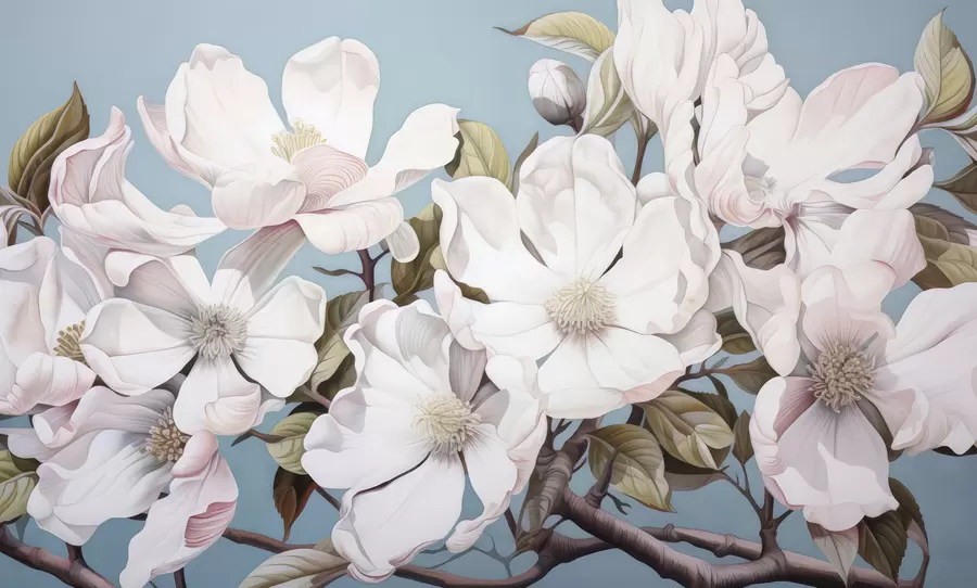 wall murals Бујно цвеће на грани дрвета w05178