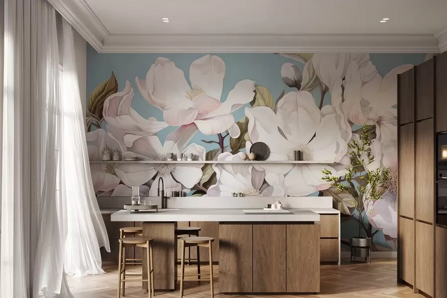 wall murals Бујно цвеће на грани дрвета w05178