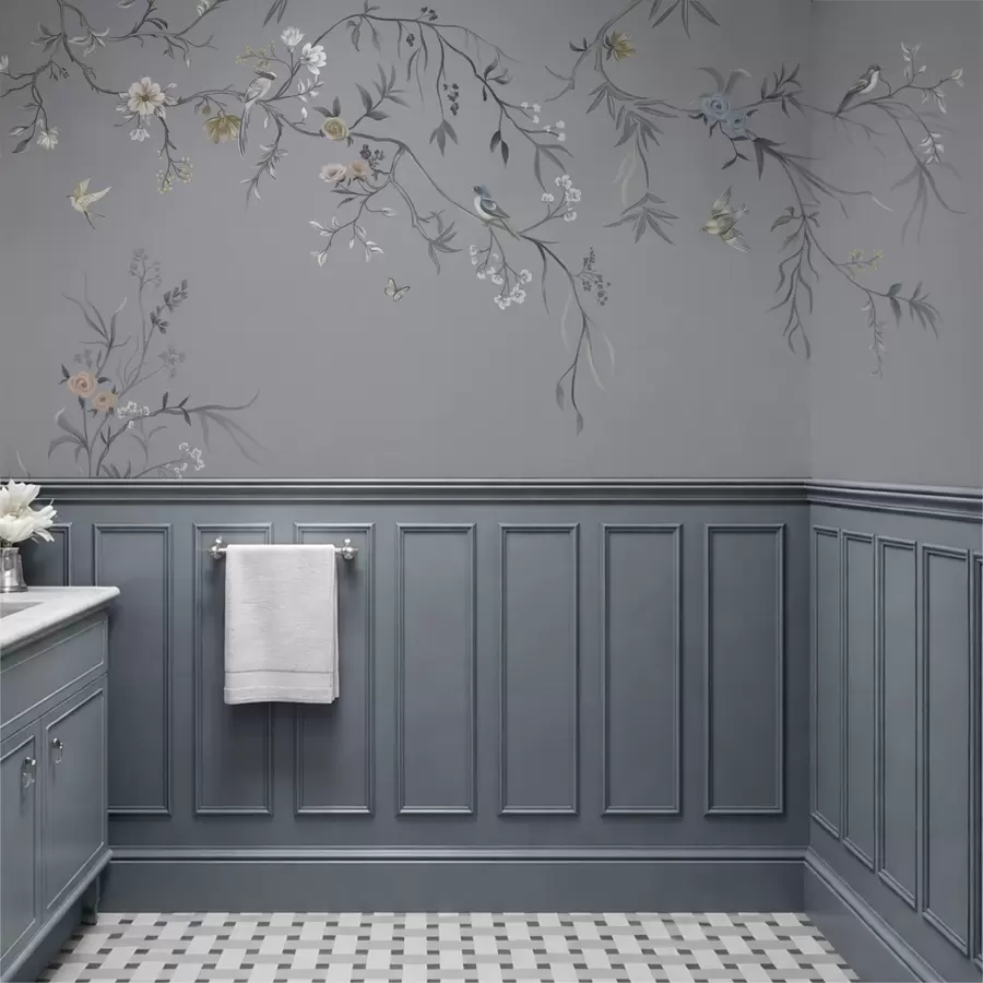 wall murals Цветне гране са птицама на зеленкастој позадини w05127v5