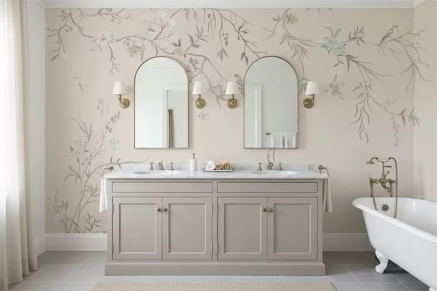 wall murals Цветне гране са птицама на светлој позадини w05127v7