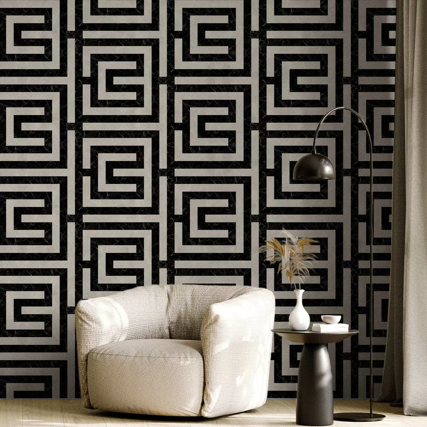 wall murals Понављајући геометријски узорак са мотивима квадратних линија w05134