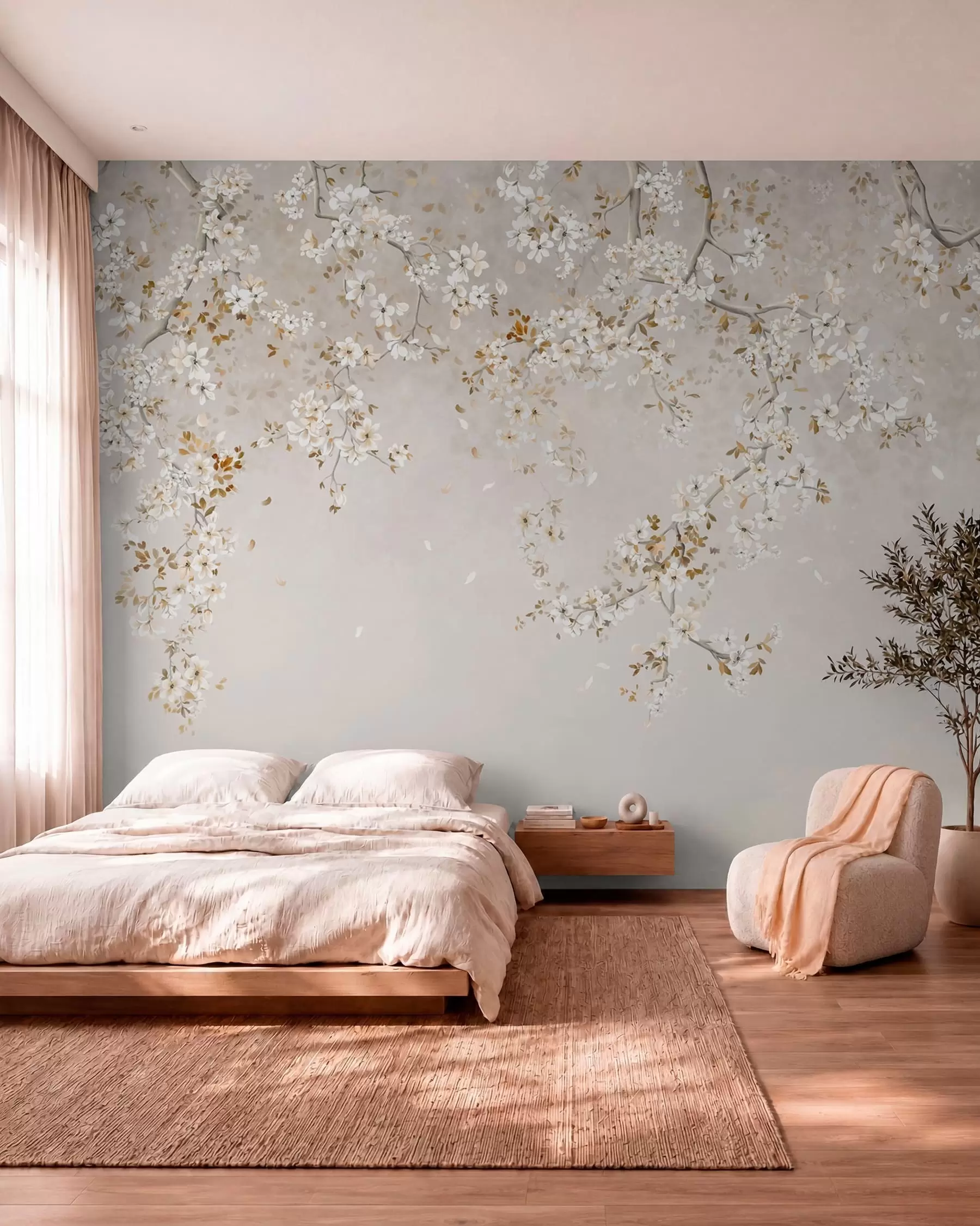 wall murals Cvjetovi boje slonovače w05129