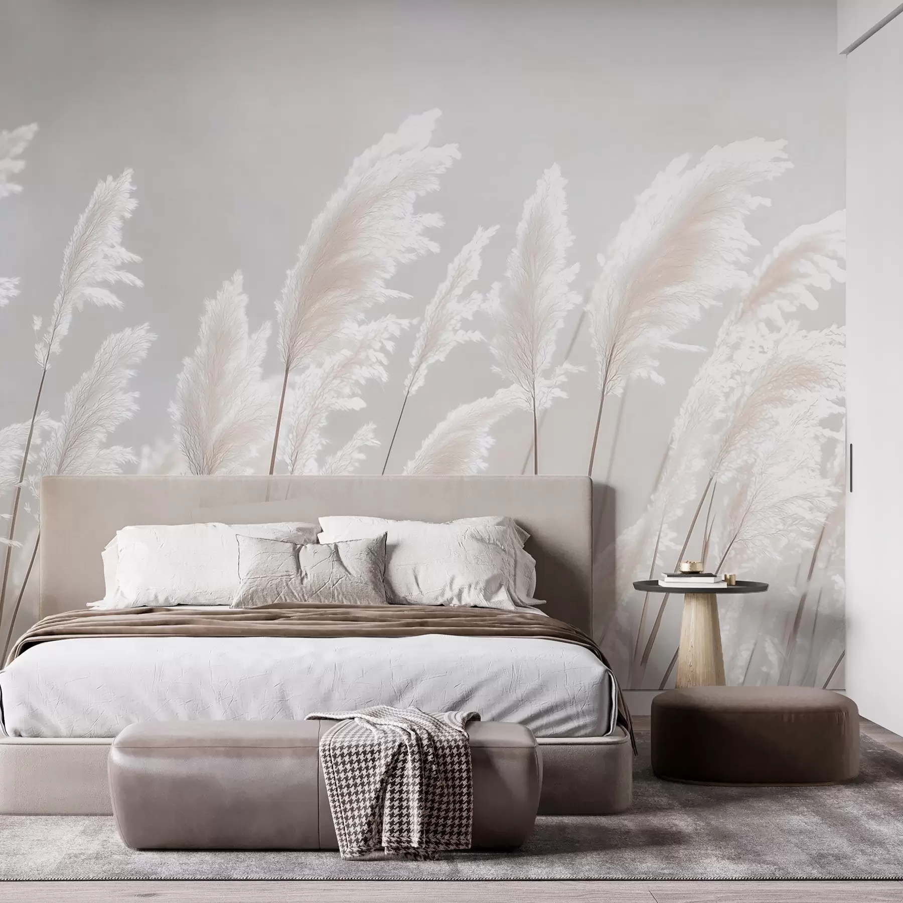 wall murals Мекана бела пампас трава у нежном јутарњем светлу w09717