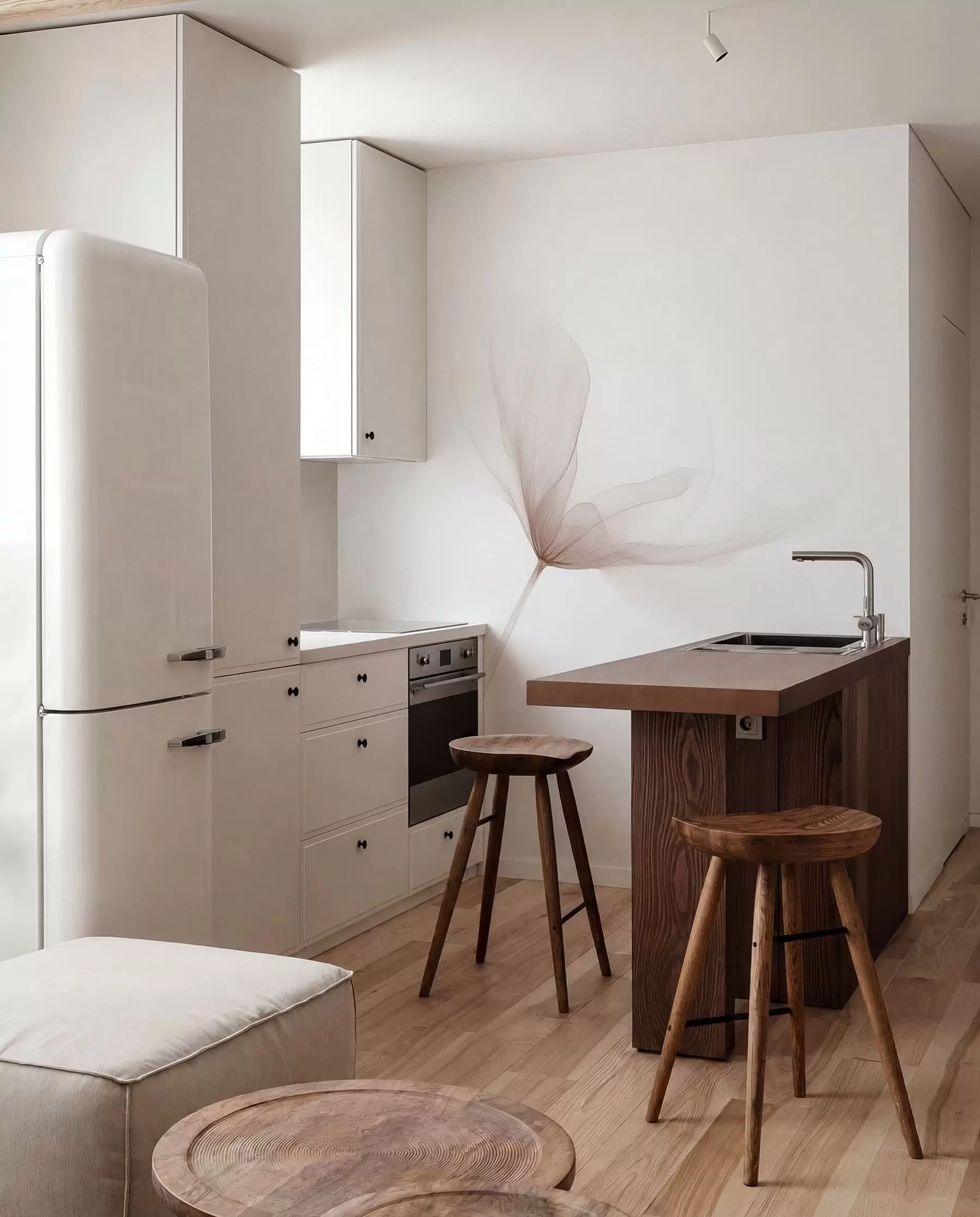wall murals Прозрачно беж цвеће у минималистичком светлом стилу w09734
