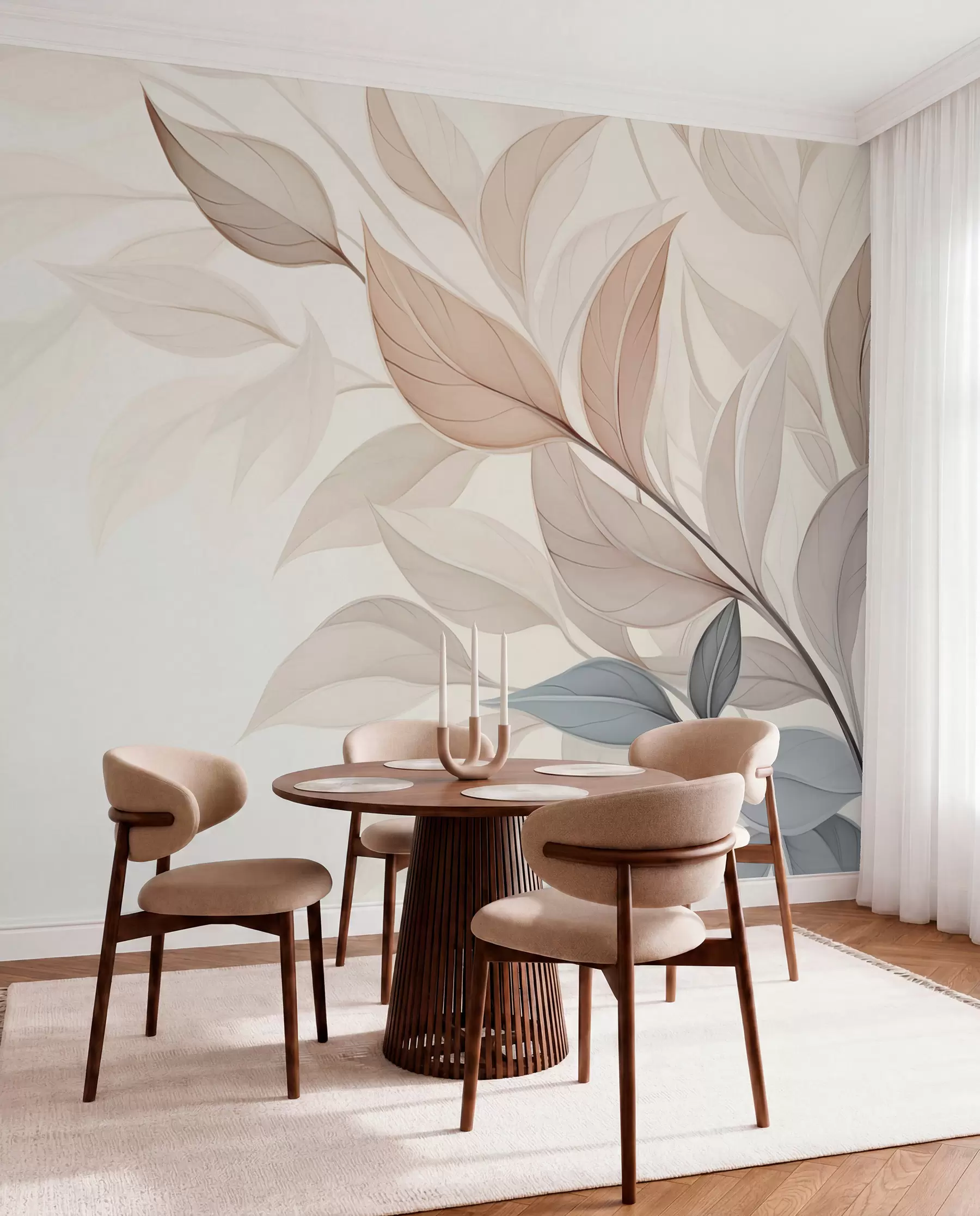 wall murals Slojevi lišća u ružičastom w05227