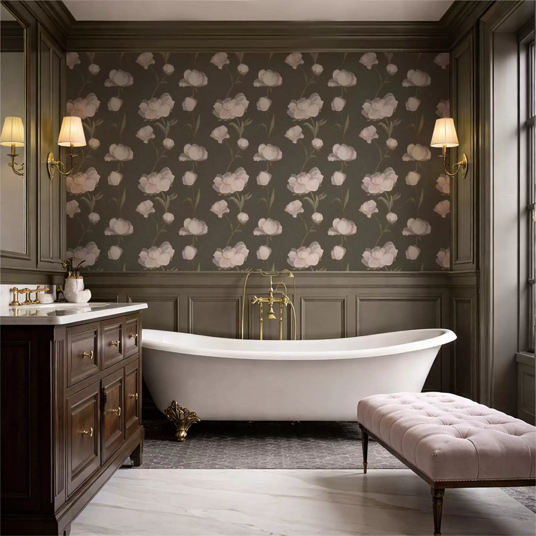 wall murals Нежно ружичасти божури на тамној позадини a01114v1