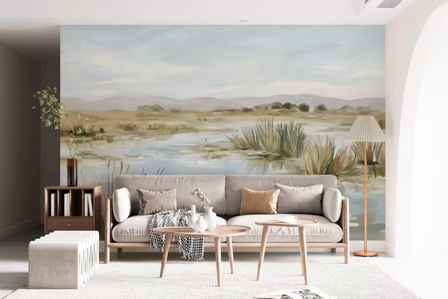 wall murals Тихи, мирни језерски сликовити пејзаж w05214