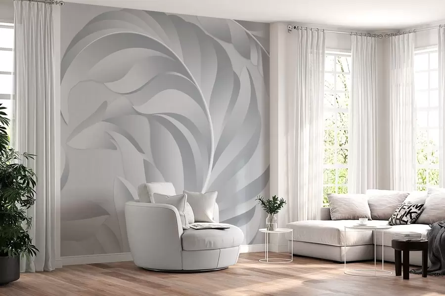 wall murals велико текстурирано перје у нијансама сиве w05231v3