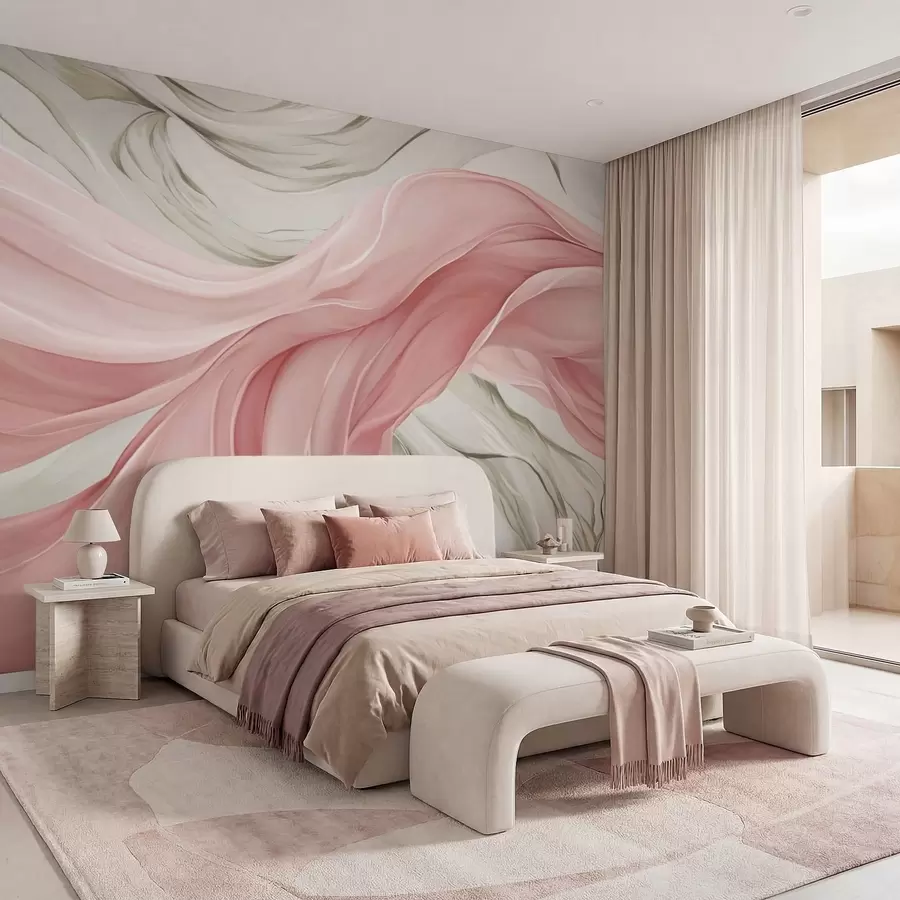 wall murals Таласи од текуће ружичасте тканине w05152v2