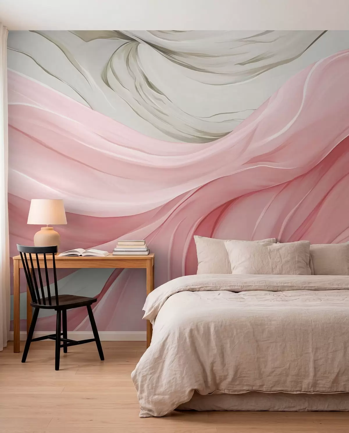 wall murals Таласи од текуће ружичасте тканине w05152v2