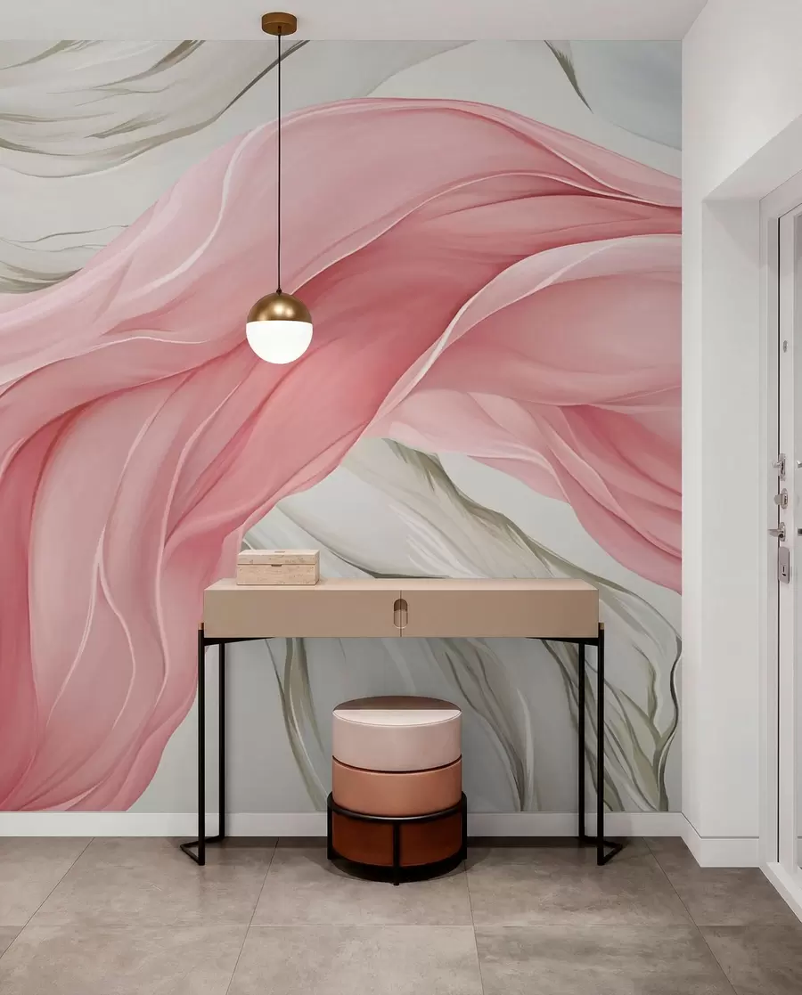 wall murals Таласи од текуће ружичасте тканине w05152v2