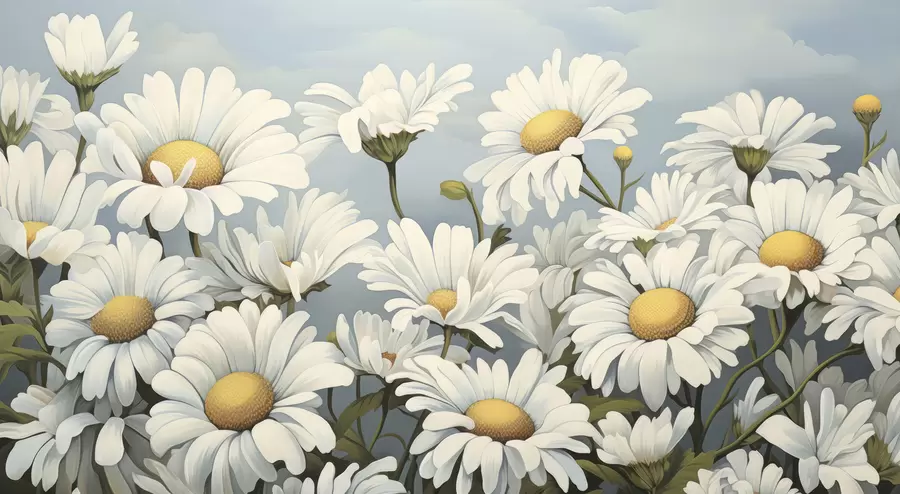 wall murals Бујне беле раде w05247