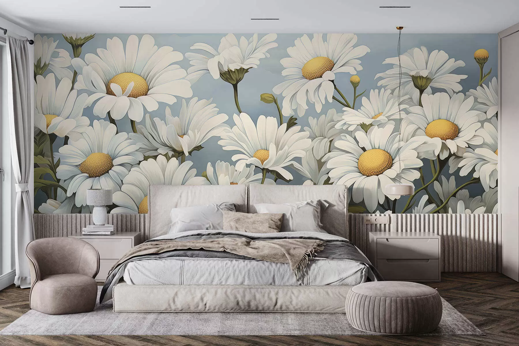 wall murals Бујне беле раде w05247