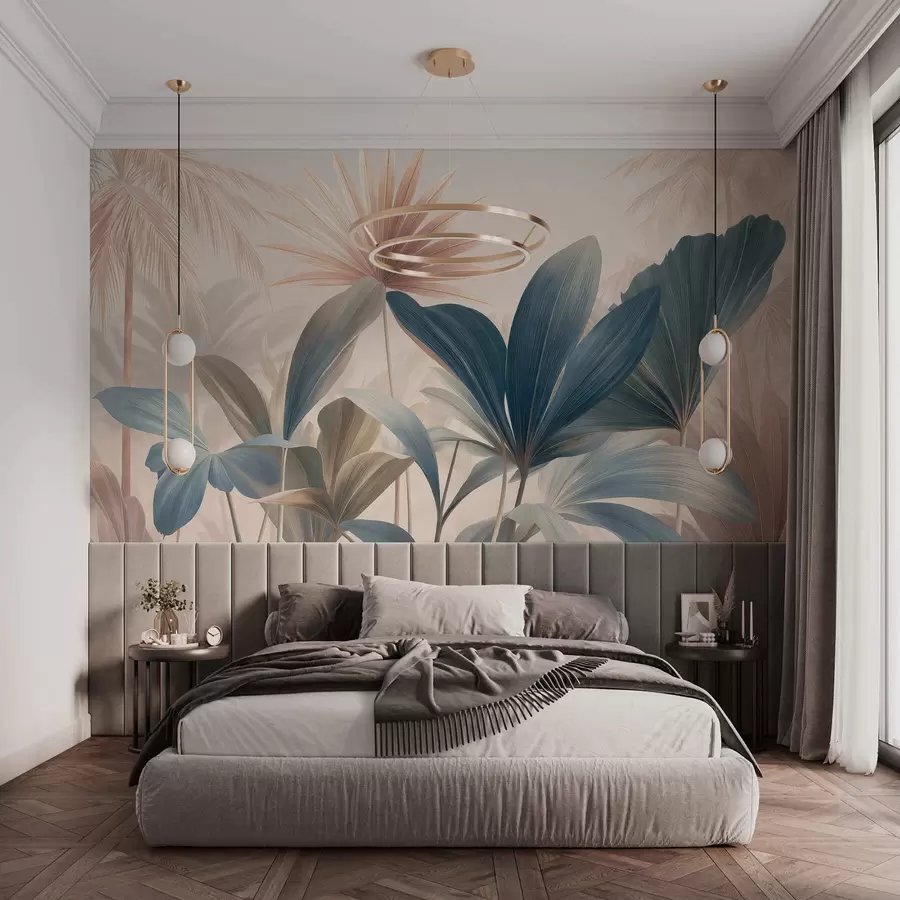 wall murals Преплетени тропски листови w05251
