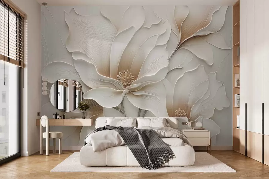 wall murals Крупни план рељефног беж цветног рељефа w05269