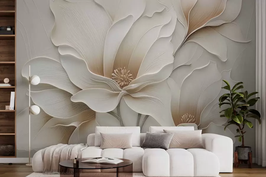 wall murals Крупни план рељефног беж цветног рељефа w05269