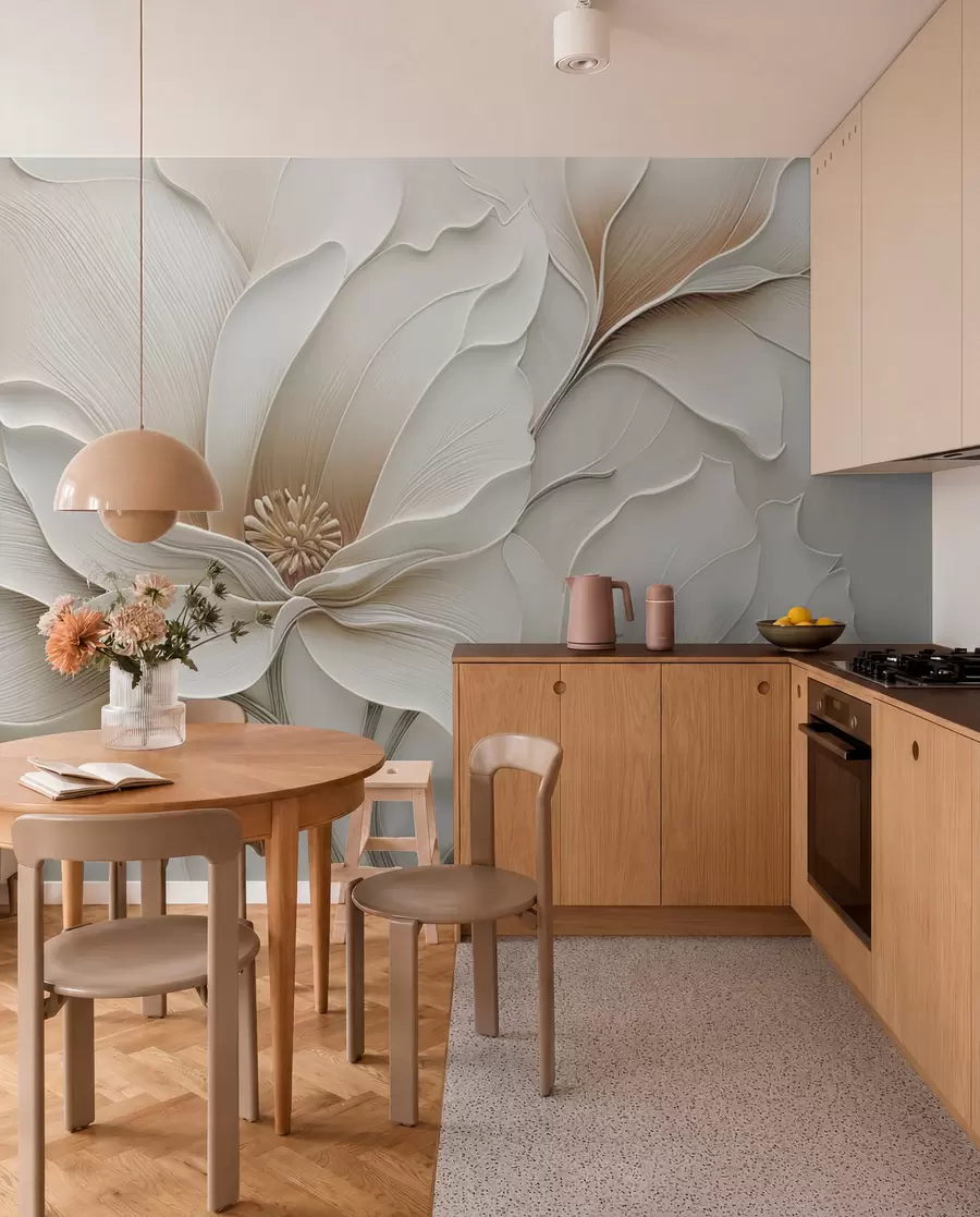 wall murals Крупни план рељефног беж цветног рељефа w05269