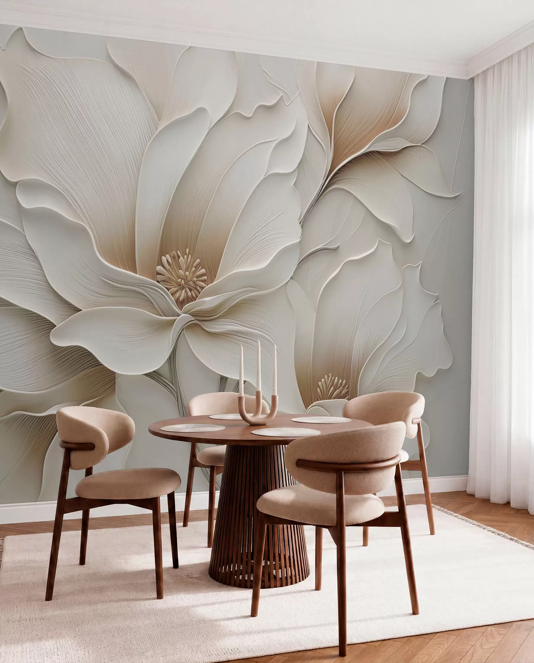 wall murals Крупни план рељефног беж цветног рељефа w05269