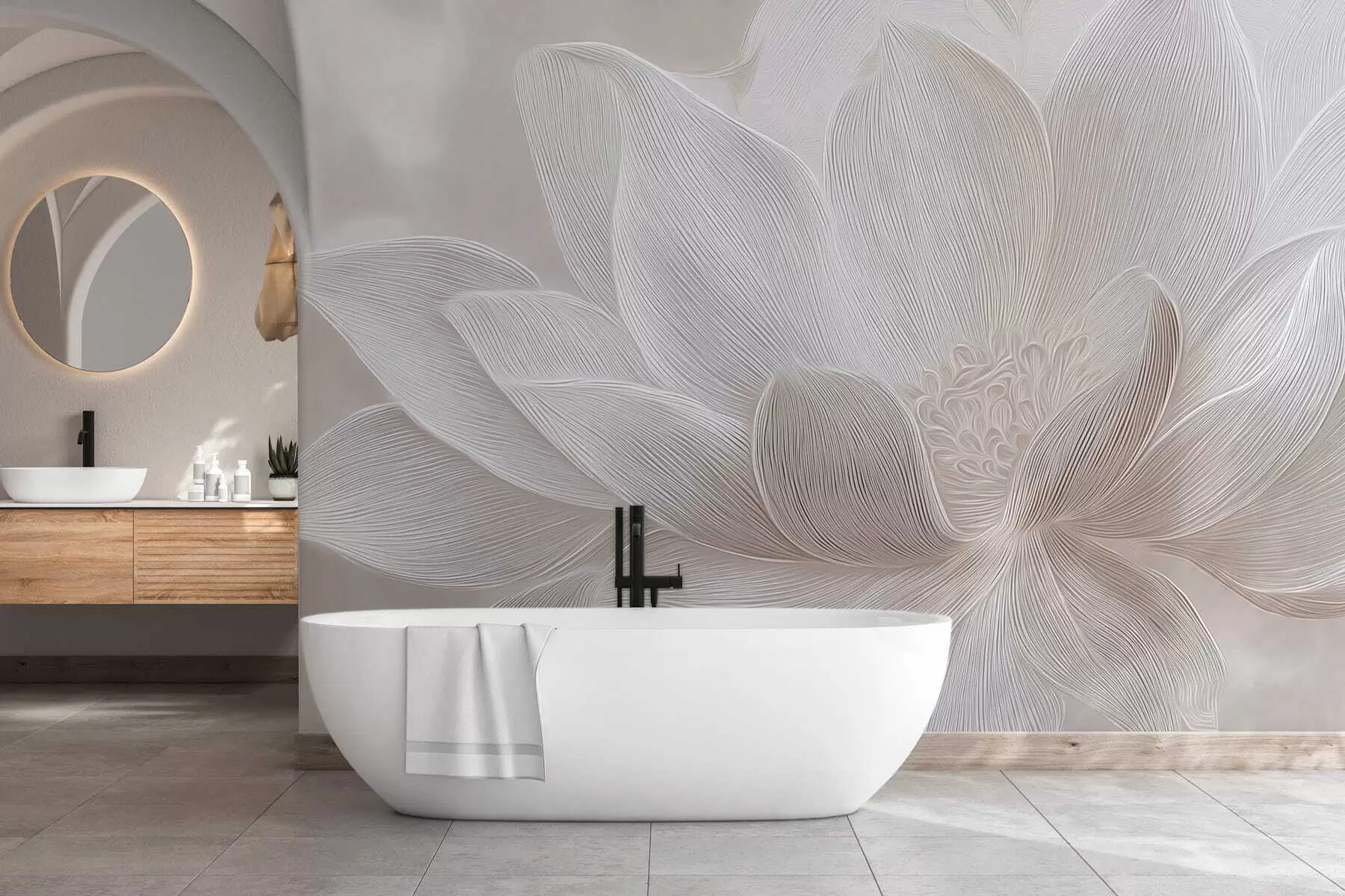 wall murals Апстрактни текући таласи у светлим беж тоновима w05266