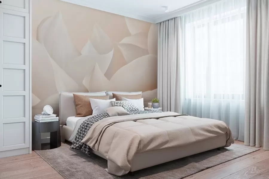 wall murals Меке латице боје брескве и млека w09716