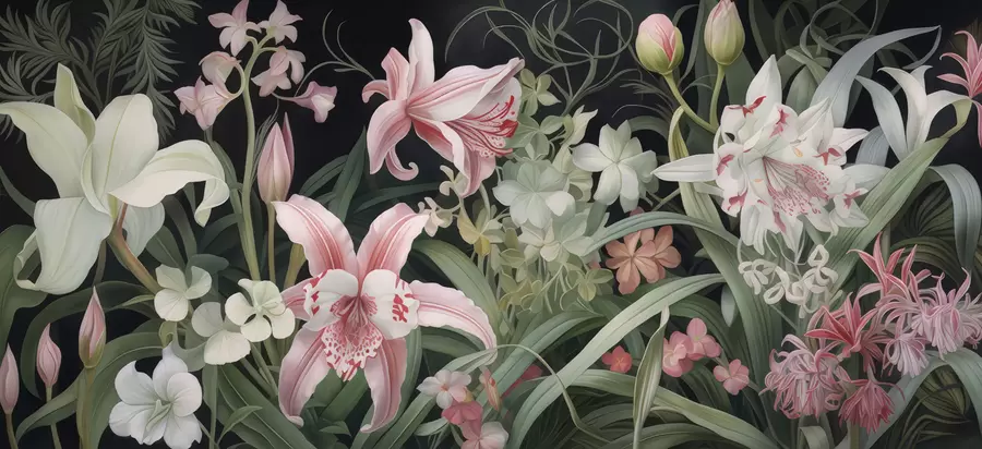 wall murals Фантастично цвеће на тамној позадини w05278