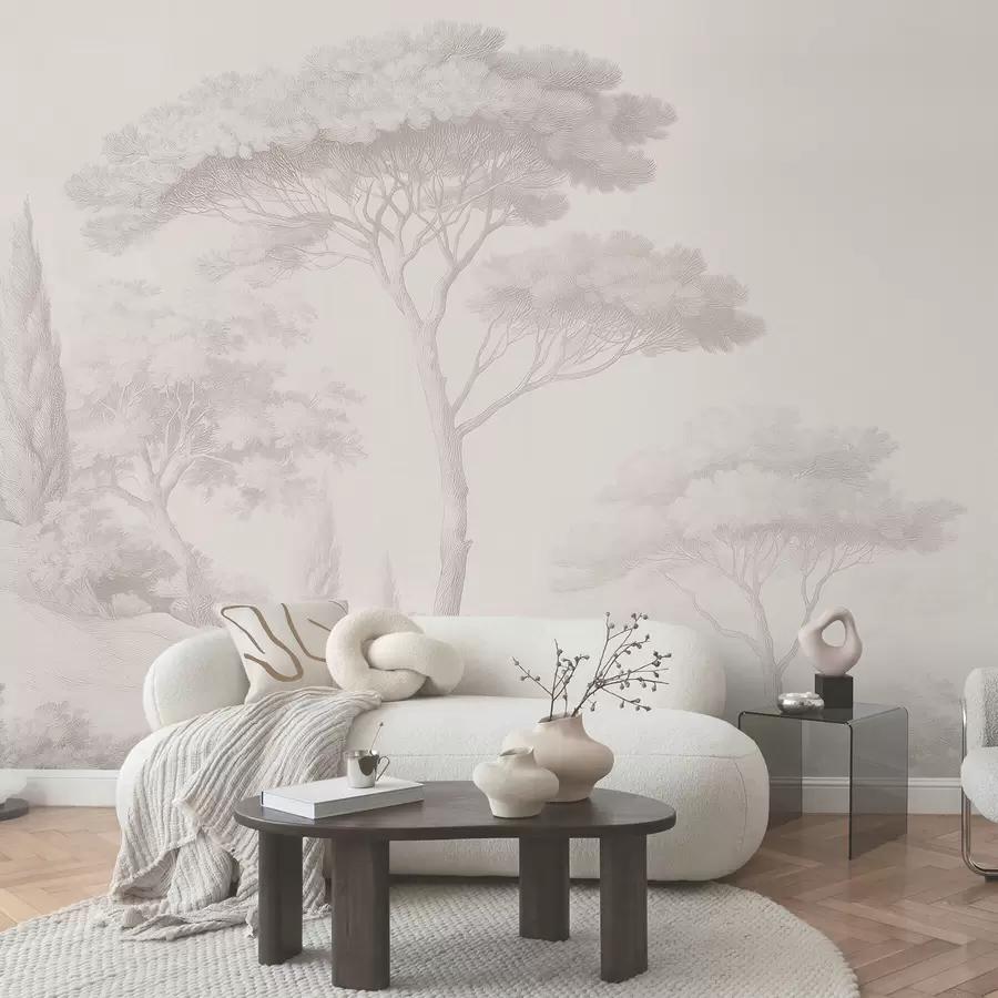 wall murals Мирни шумски пејзаж у беж палети боја w09685