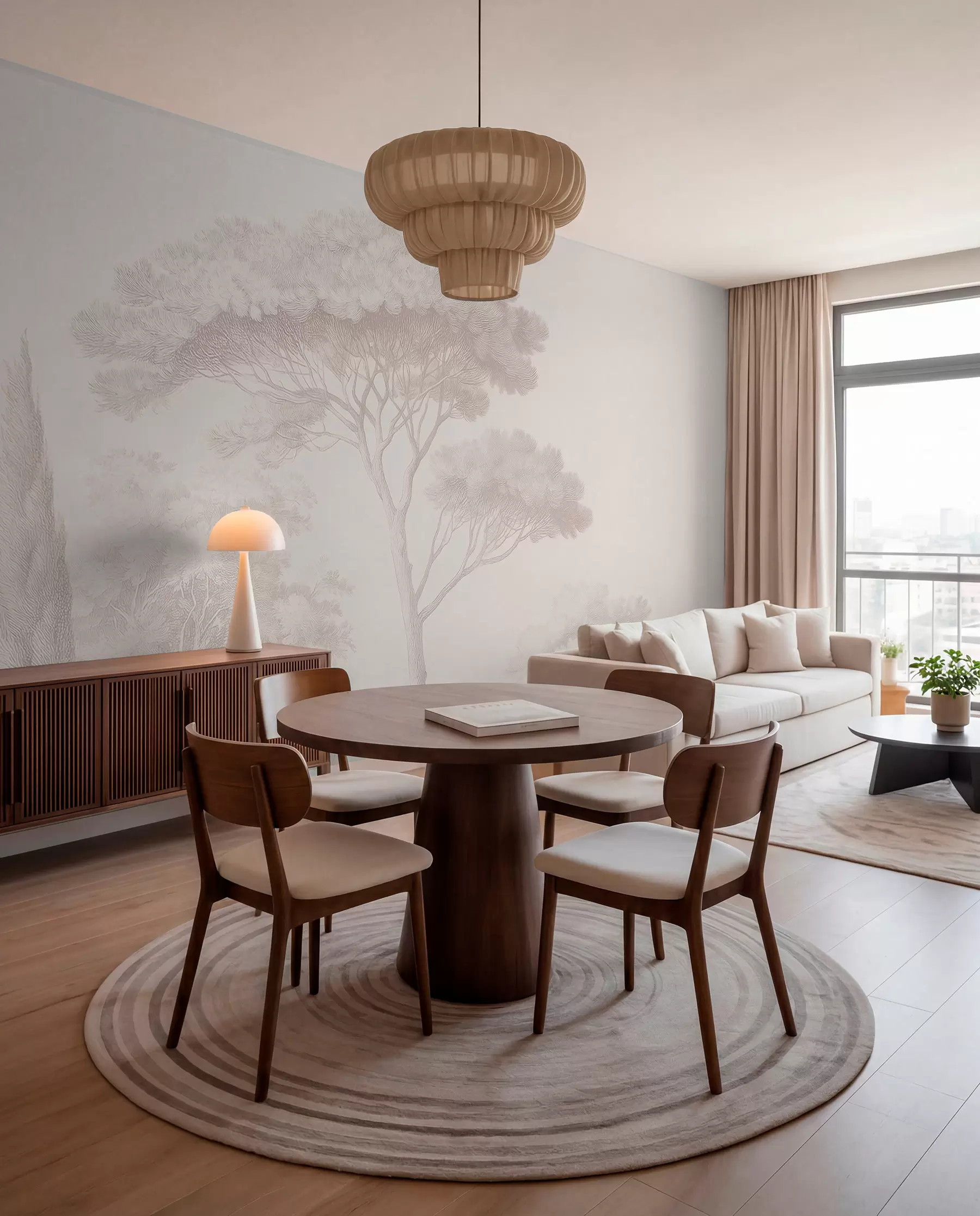 wall murals Мирни шумски пејзаж у беж палети боја w09685