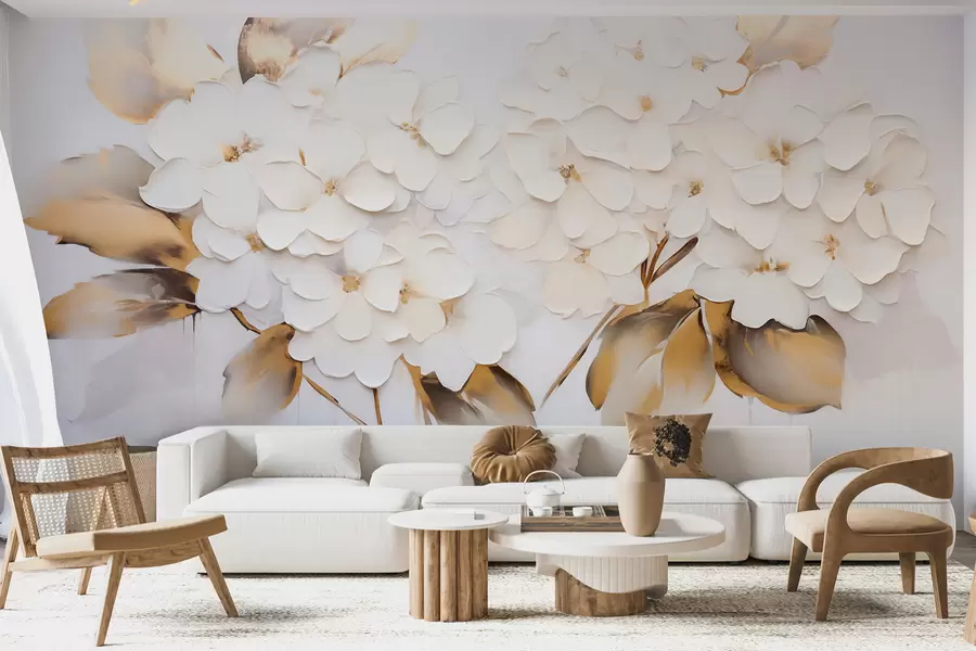 wall murals Луксузне хортензије са жутим листовима w09711