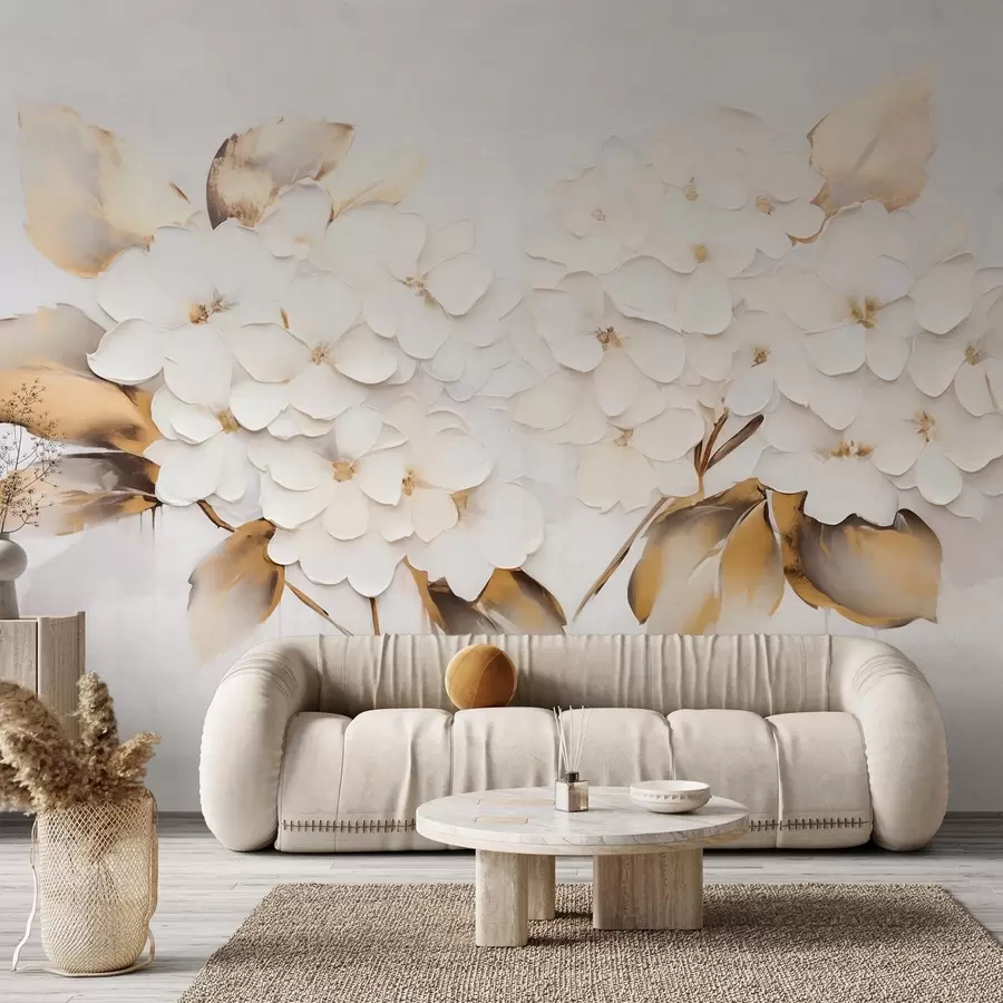 wall murals Луксузне хортензије са жутим листовима w09711