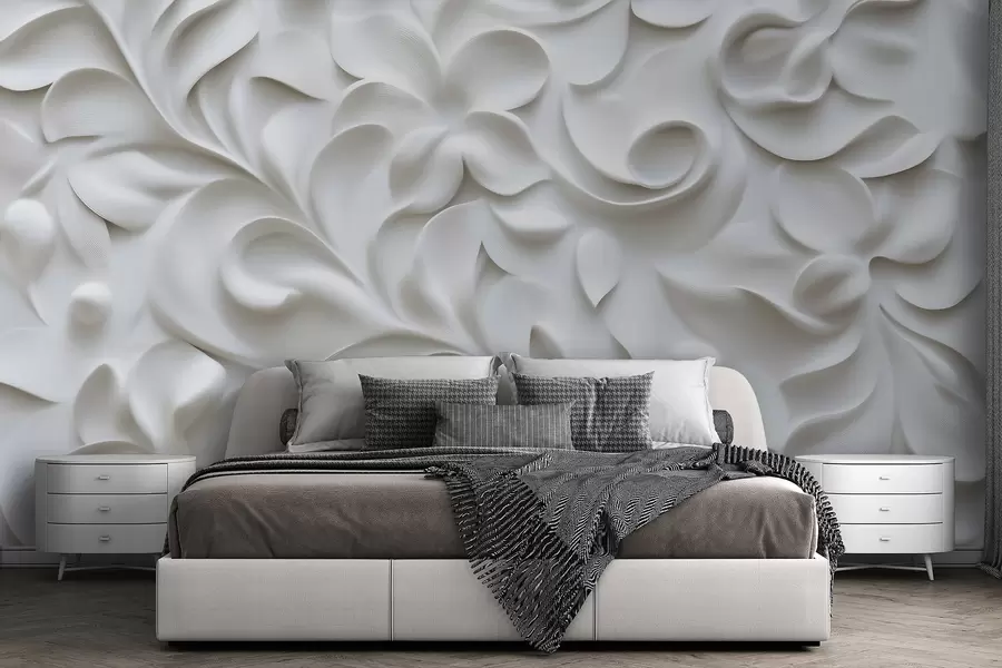 wall murals Сиви димензионални цветни орнамент w09727