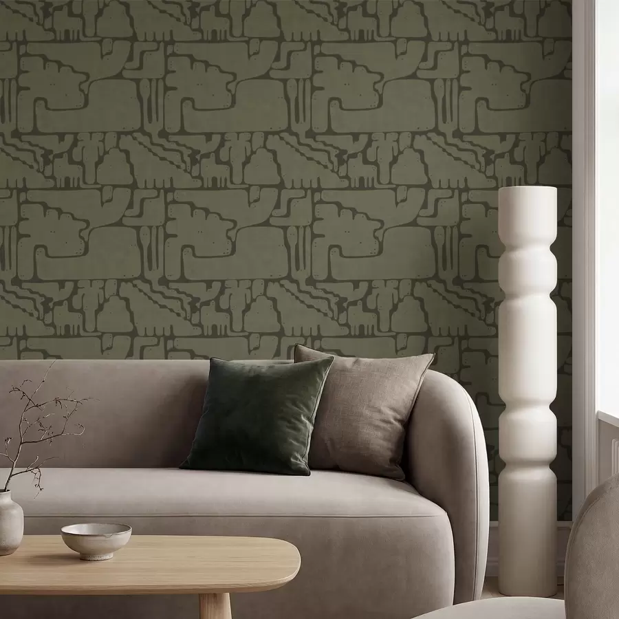 wall murals Апстрактни органски узорак у зеленим тоновима a01122