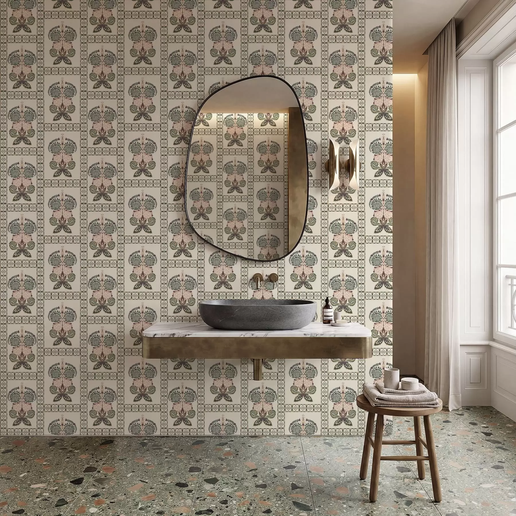 wall murals Декоративни узорак са лептирима и цвећем a01125