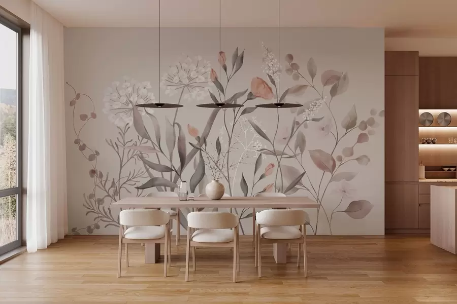 wall murals Прозрачне дивље биљке у пастелним тоновима w05154