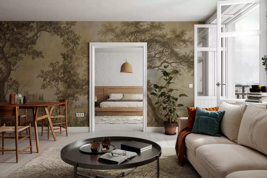 wall murals Пасторални пејзаж у везеном стилу w05359