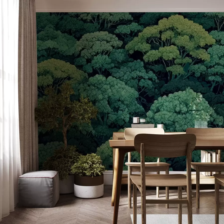 wall murals Мозаичне зелене крошње дрвећа w05362