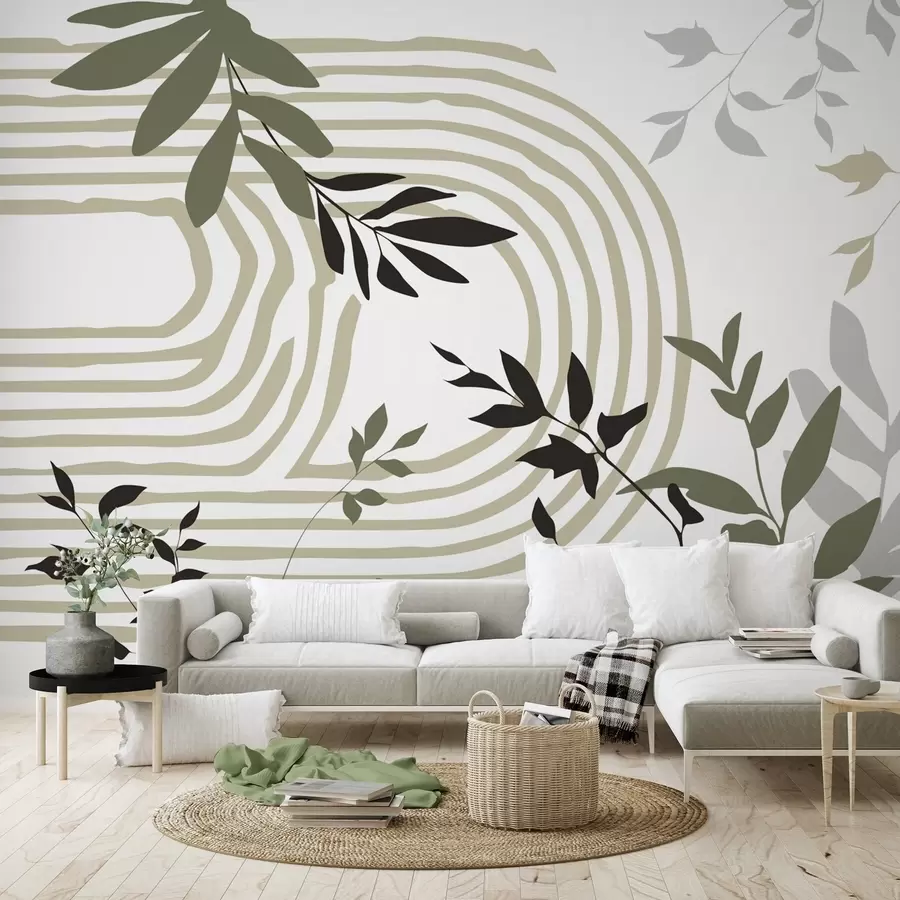 wall murals Апстрактне силуете и линије биљака w05374v1