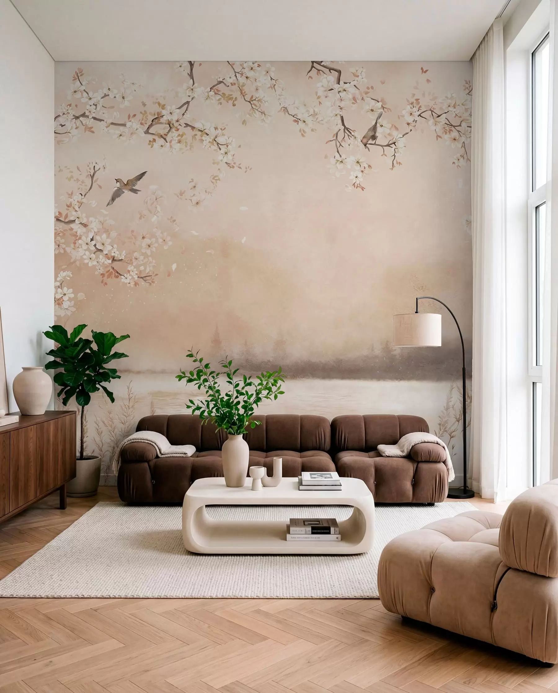 wall murals Ptice pod cvjetnim granama w05155
