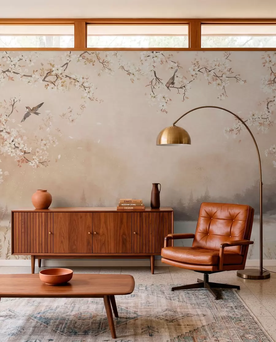 wall murals Ptice pod cvjetnim granama w05155