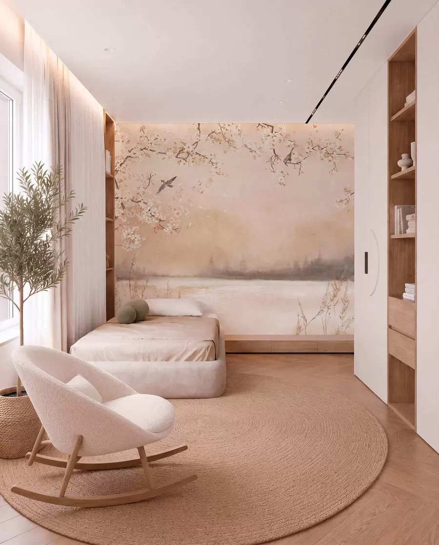 wall murals Ptice pod cvjetnim granama w05155