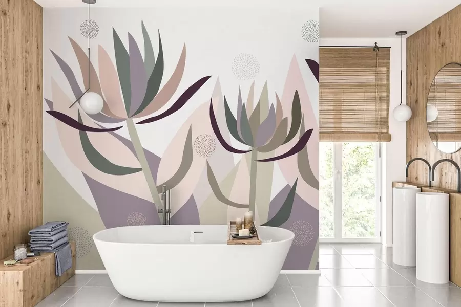 wall murals стилизовани цветови протеје у примитивном стилу w05236