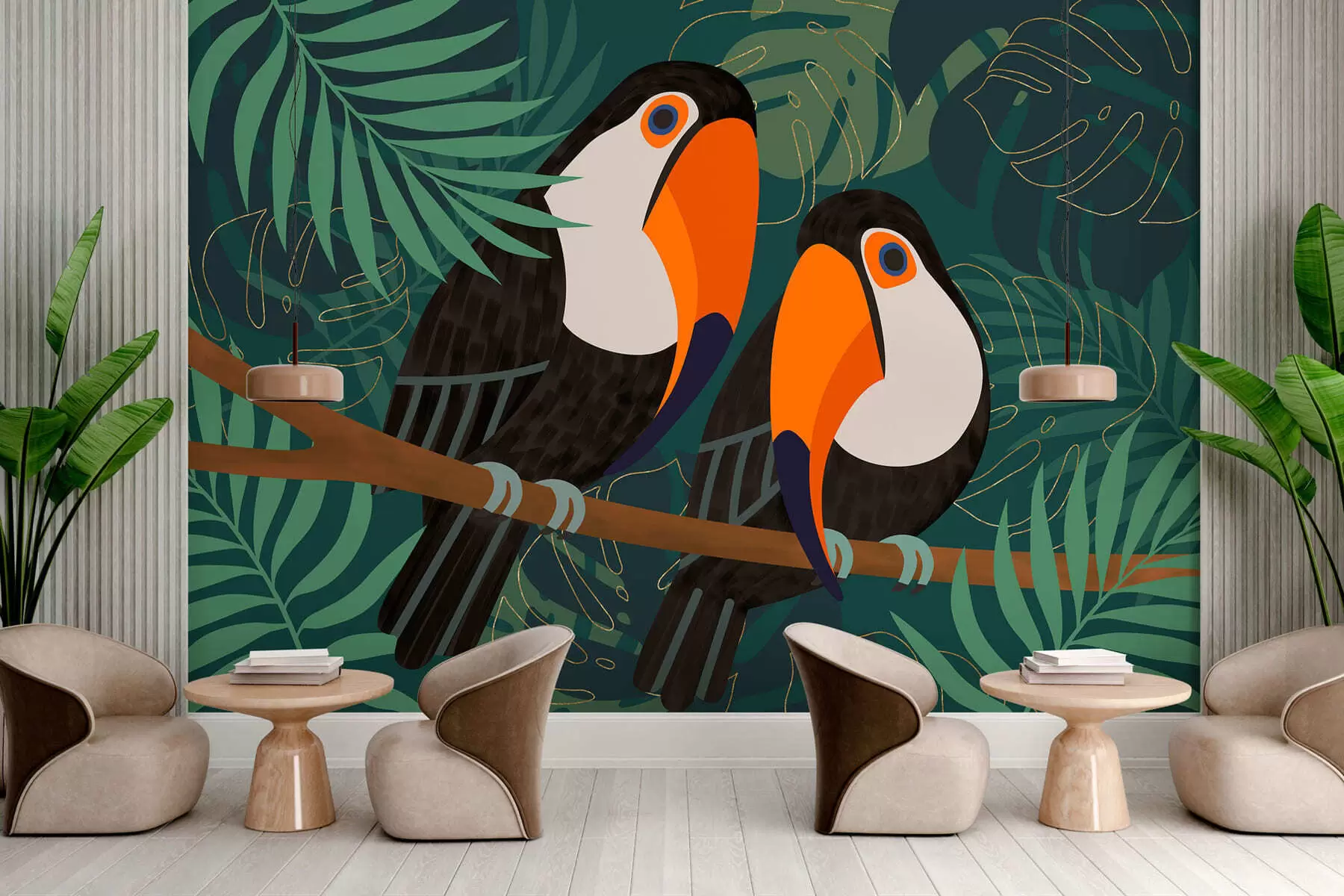 wall murals Пар тукана на грани у афро стилу w05239