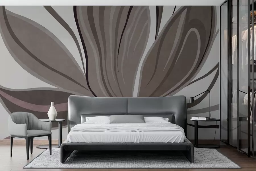 wall murals Апстрактни цвет са меким линијама у сивим беж тоновима w05147v1