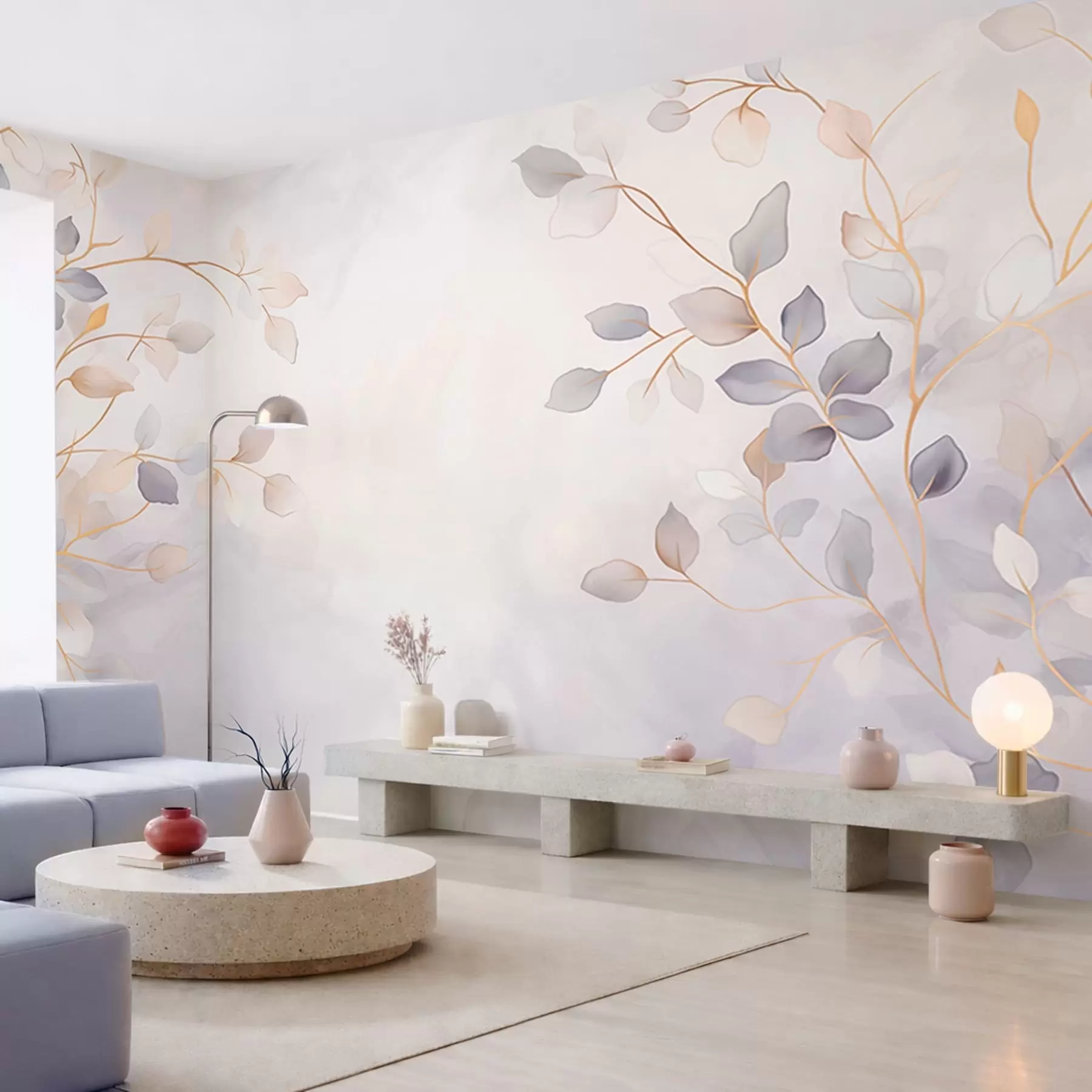 wall murals Нежне лиснате гране на мекој замућеној позадини w05296