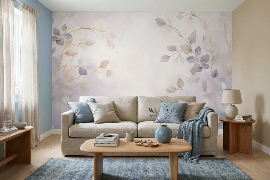 wall murals Нежне лиснате гране на мекој замућеној позадини w05296