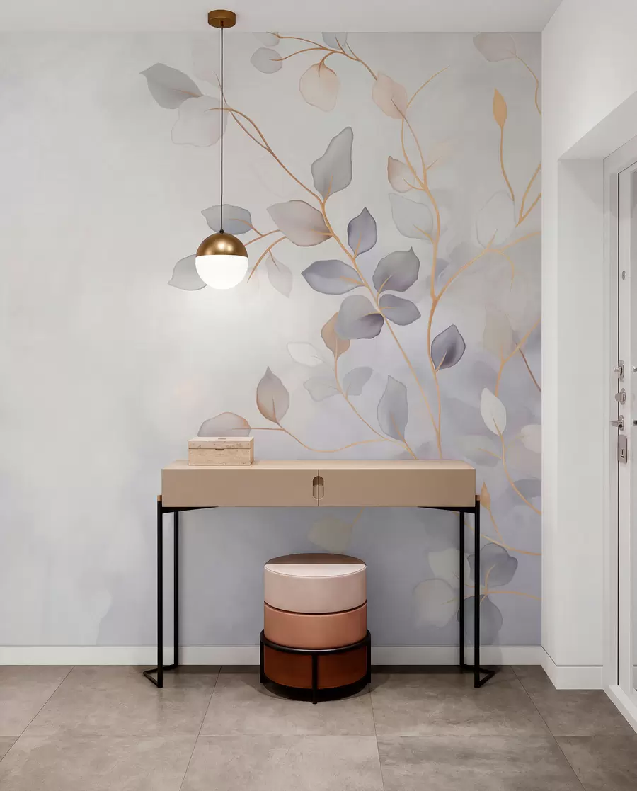 wall murals Нежне лиснате гране на мекој замућеној позадини w05296