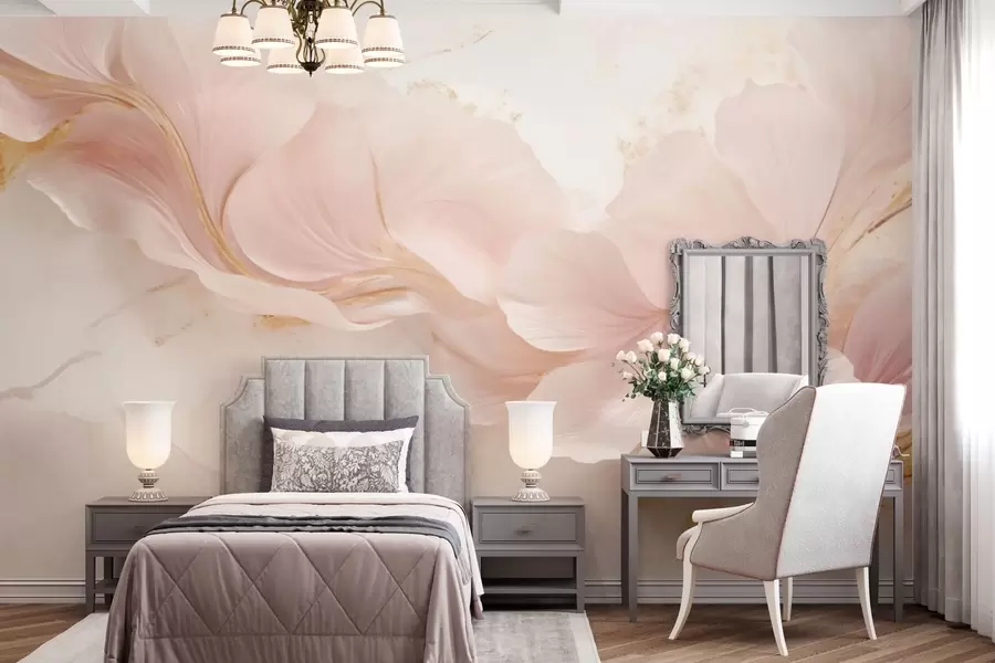 wall murals Нежно ружичасто цвеће на светлој позадини w05357