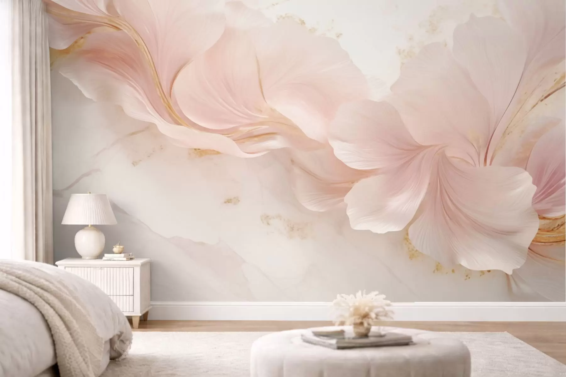 wall murals Нежно ружичасто цвеће на светлој позадини w05357