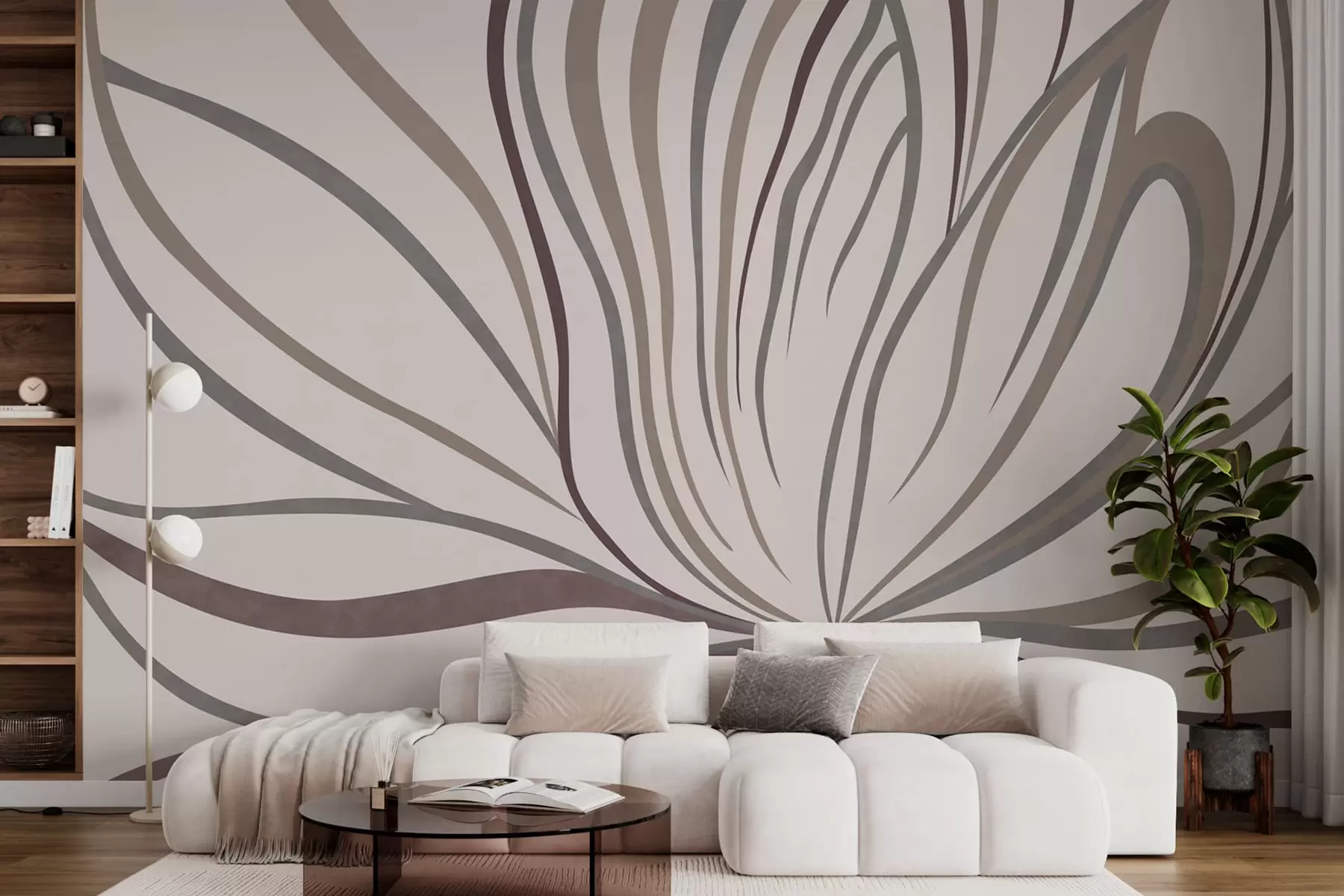 wall murals Апстрактни цвет са линијама у сивим и ружичастим тоновима w05392