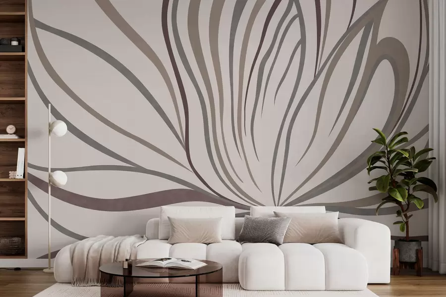 wall murals Апстрактни цвет са линијама у сивим и ружичастим тоновима w05392